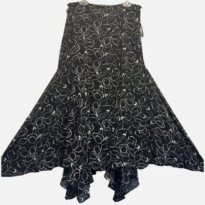 Nwot CHAPS black white lined hanky soft polyester SKIRT 6